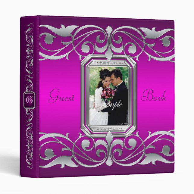 Grand Duchess Jewel Scroll Pink Guest Book Binder (Front/Spine)