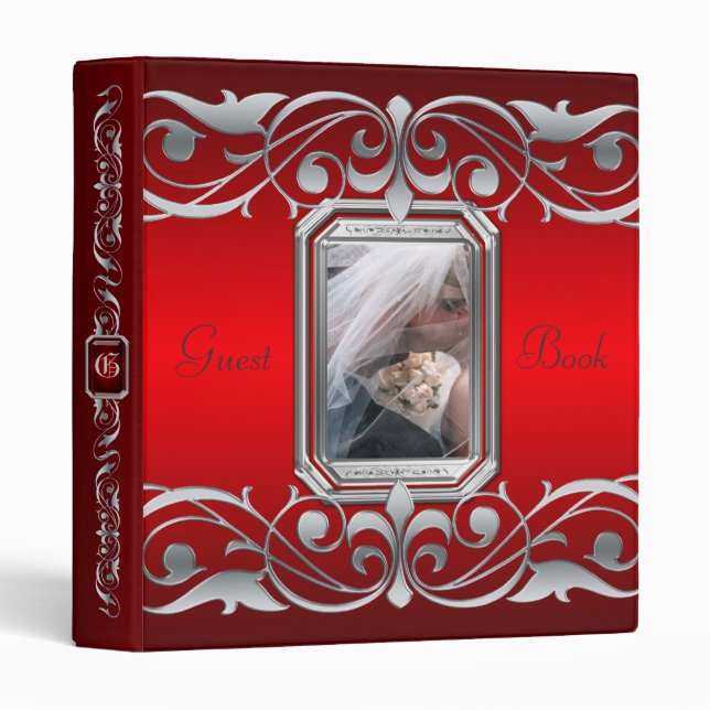 Grand Duchess Jewel Scroll Red Guest Book Binder (Front/Spine)
