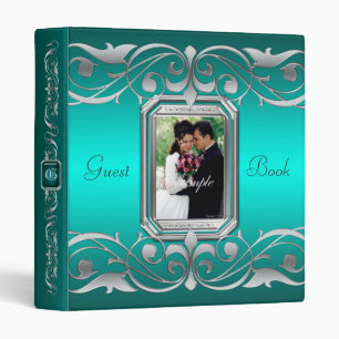 Grand Duchess Jewel Scroll Teal Guest Book Binder