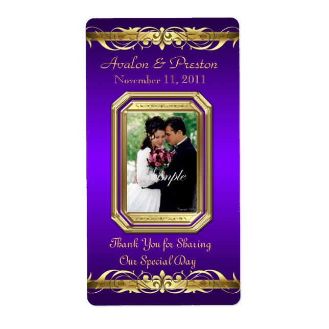Grand Duchess Purple Photo Gold Vin Mariage Étique (Devant)