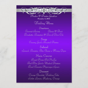 Grand Duchess Purple Scroll Wedding Menu