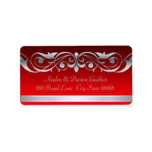 Grand Duchess Red Silver Scroll Address Labels