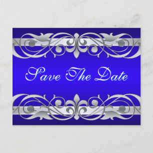 Grand Duchess Silver & Blue Save The Date Postcard