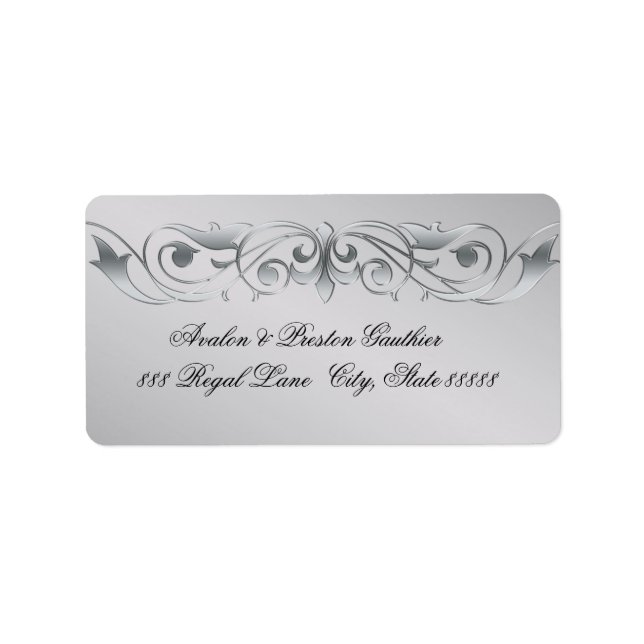 Grand Duchess Silver Metal Scroll Address Labels (Front)