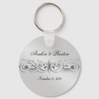Grand Duchess Silver Metal Scroll  Keychain