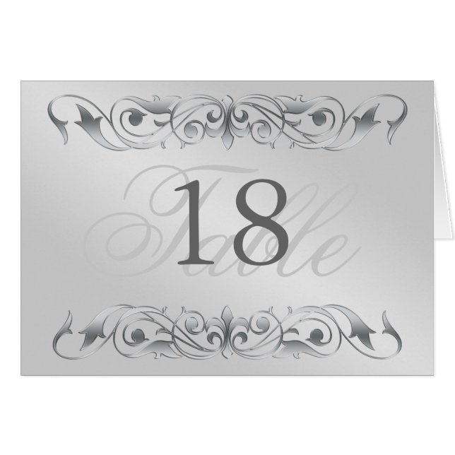 Grand Duchess Silver Metal Scroll Table Card (Front Horizontal)