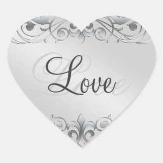 Grand Duchess Silver Scroll Heart Love Sticker