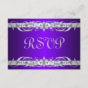 Grand Duchess Silver Scroll Purple RSVP Card