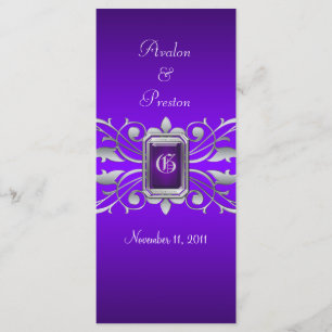 Grand Duchess Silver Scroll Purple Wedding Program