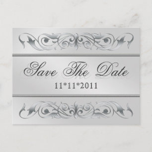 Grand Duchess Silver Scroll Save The Date Postcard
