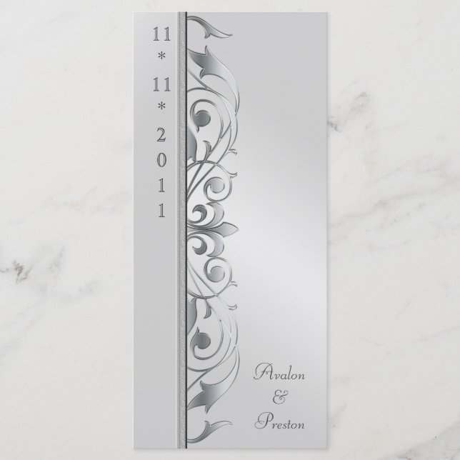 Grand Duchess Silver Scroll Wedding Program (Front)