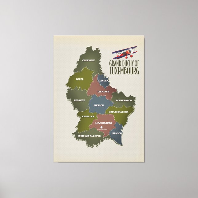 Grand duchy of luxembourg map canvas print (Front)