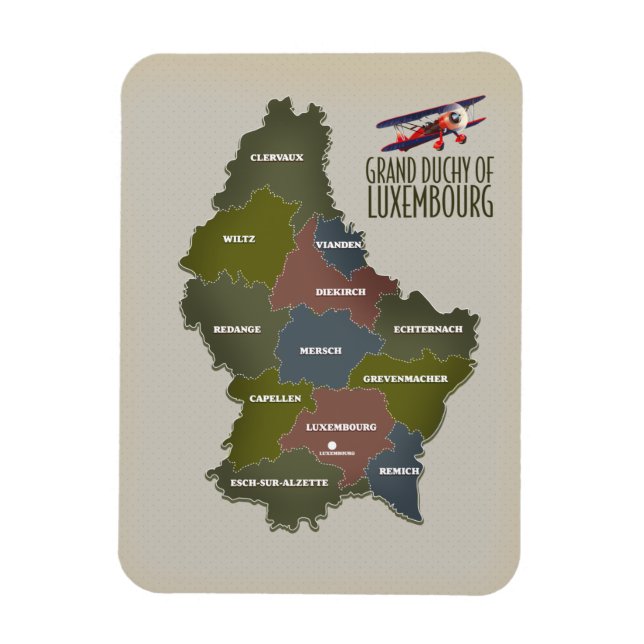 Grand duchy of luxembourg map magnet (Vertical)