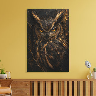 Grand Duke Owl Sculptural 3D Luxury Fine Art Canvas Print