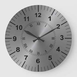 Grand effet métallique Cuisine grise Horloge mura