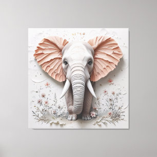 Grand éléphant 16K en fleurs - Toile premium encad