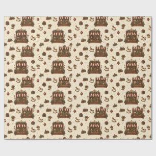 Grand European Christmas Toyshop Antique Champagne Wrapping Paper