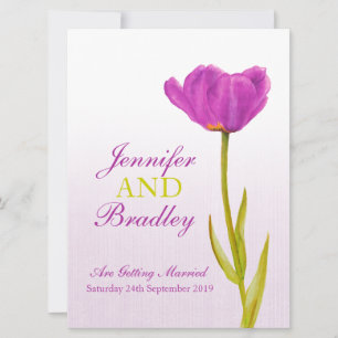 Grand faire-part de mariage à tulipe violette simp