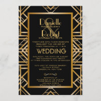 Grand Faire-part de mariage Art Déco inspiré de Ga