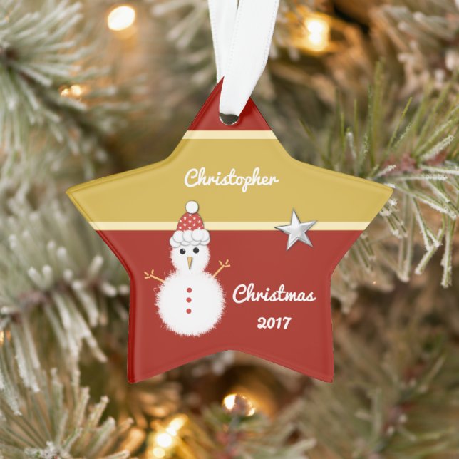 Grand-fils de Noël rouge et or neige (Arbre)