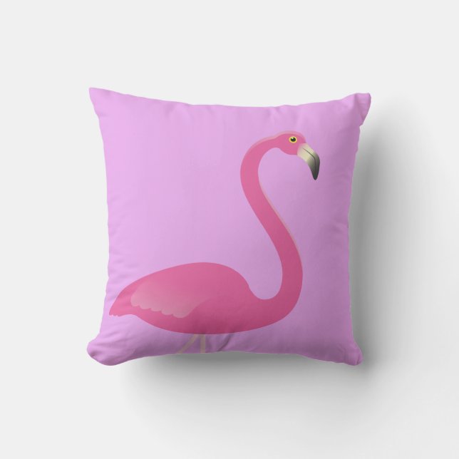Grand Flamant rose rose et violet Coussin extérieu (Recto)
