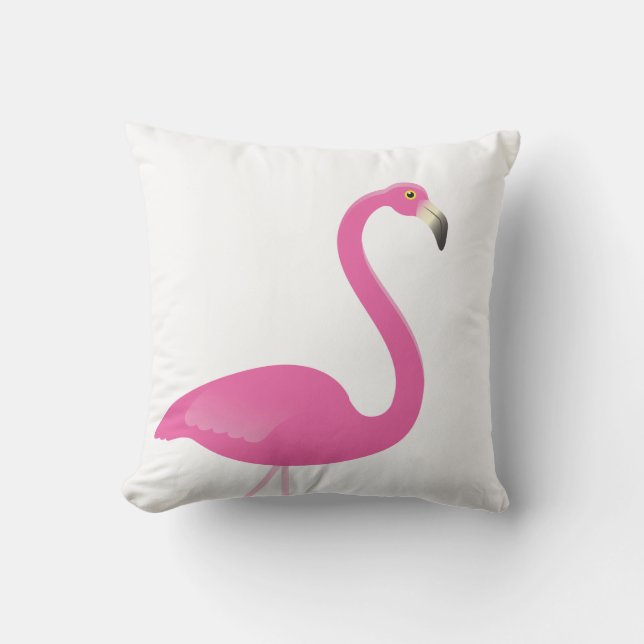 Grand Flamant rose sur le coussin extérieur blanc (Recto)