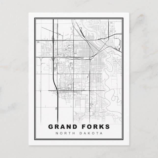 Grand Forks Map Postcard (Front)