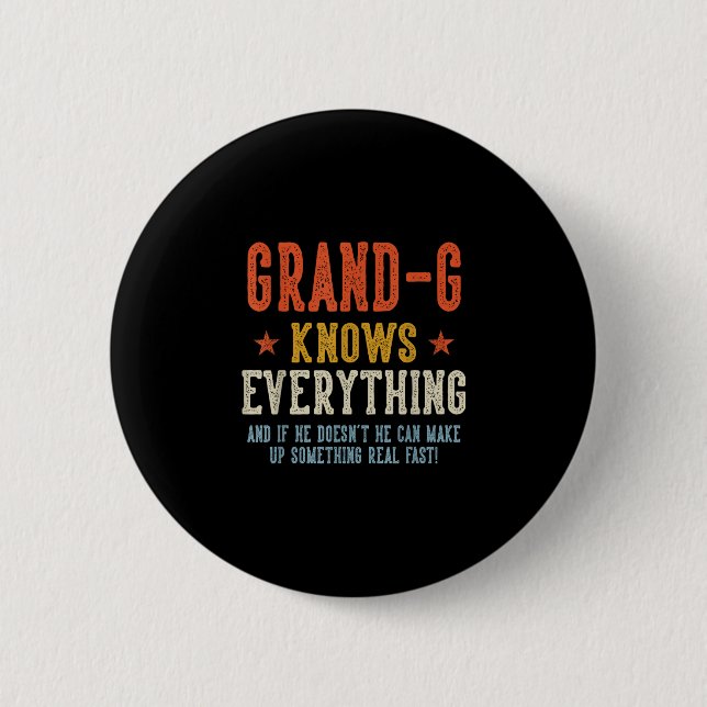 Grand-g knows everything father's day retro 2 inch round button (Front)