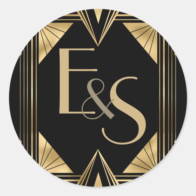 Grand Gatsby art déco élégant mariage Sticker (Devant)