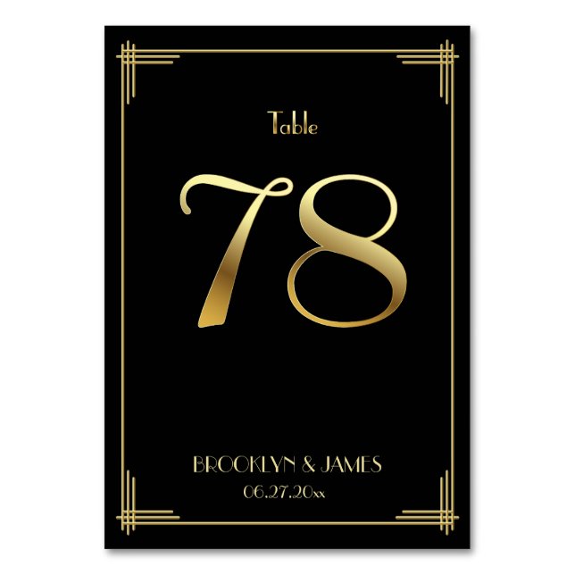 Grand Gatsby Art Déco Numéro de table 78 Or Noir (Par défaut)