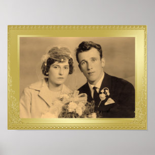 Grand gold border frame custom photo poster
