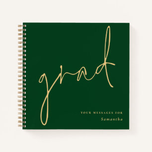 Grand Gold Script Green Graduation Livre d'or