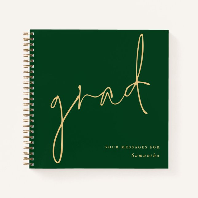 Grand Gold Script Green Graduation Livre d'or (Devant)