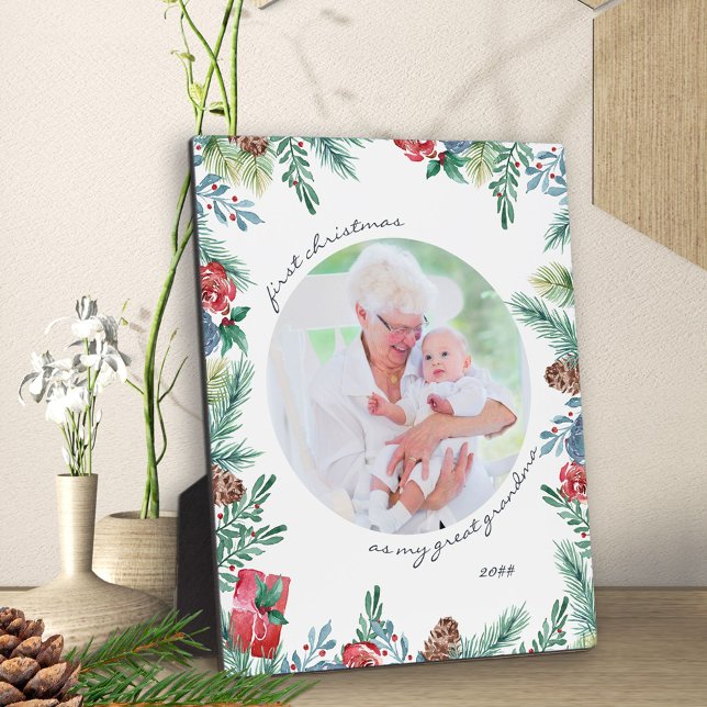 Grand grand-mère Premier Noël Baby Photo Plaque (Créateur téléchargé)
