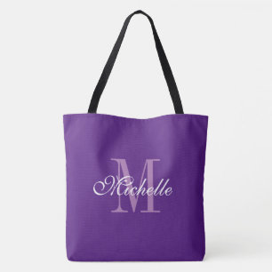 Grand grand sac fourre-tout violet avec monogramme