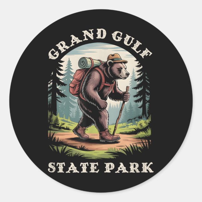 Grand Gulf State Park, Missouri Mountains Hiking B Classic Round Sticker (Front)