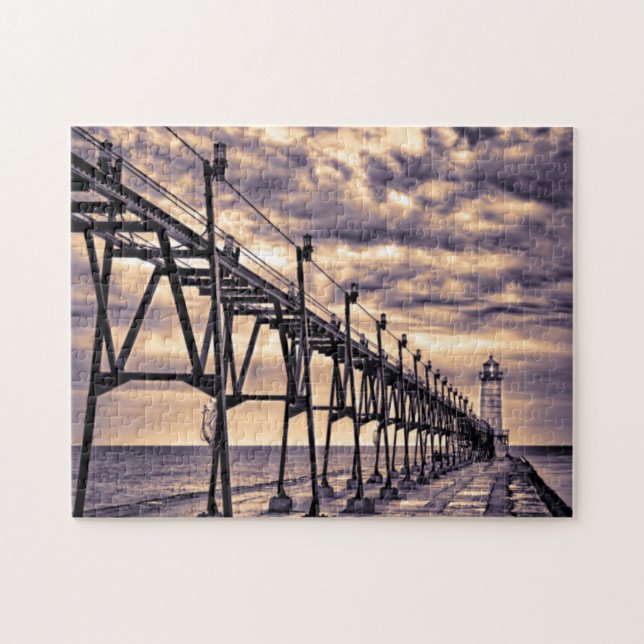 Grand Haven lighthouse and pier, Grand Haven Jigsaw Puzzle (Horizontal)