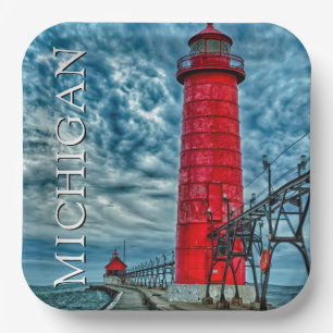 Grand Haven Lighthouse   Michigan Paper Plate
