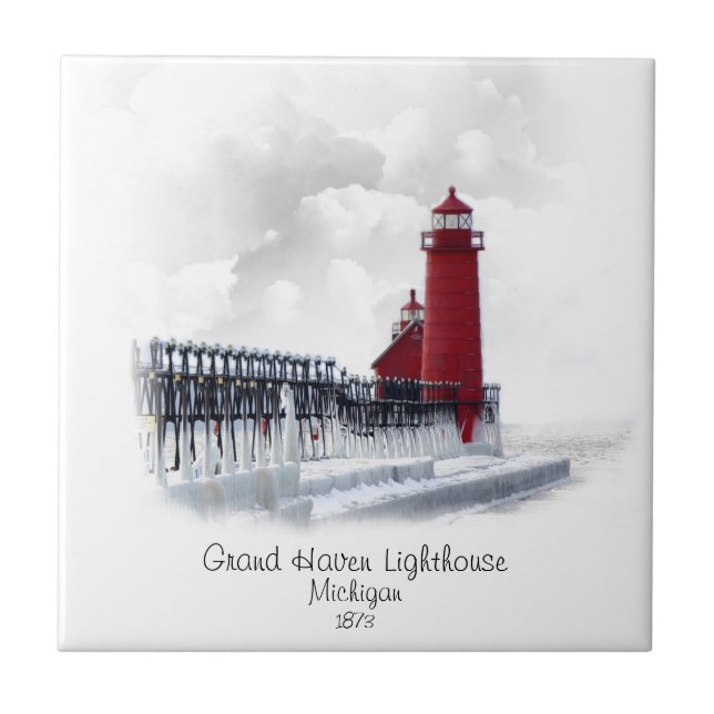 Grand Haven Lighthouse - Michigan Tile (Front)