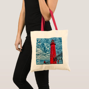 Grand Haven Lighthouse   Michigan Tote Bag