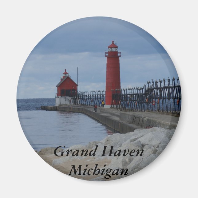 Grand Haven Lighthouses Magnet (Front)