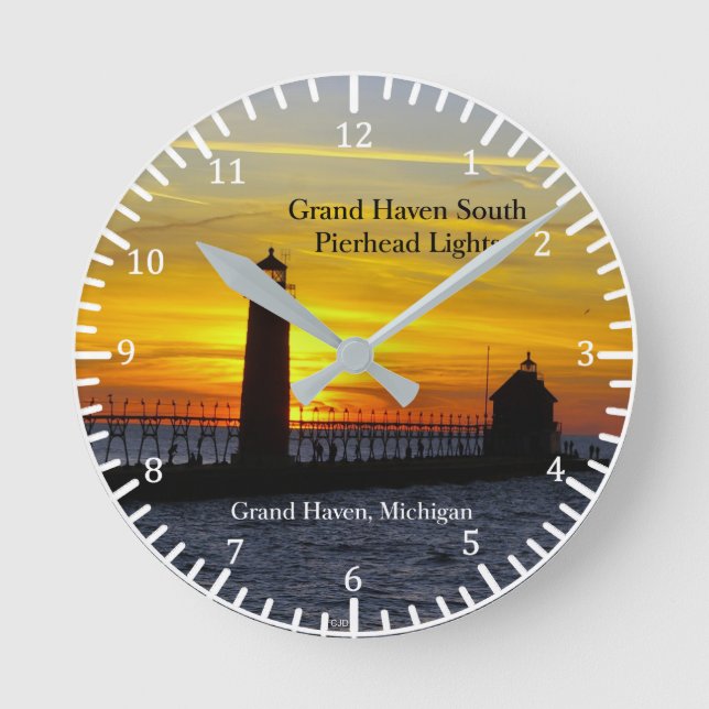 Grand Haven South Pierhead Lights sunset clock 2 (Front)