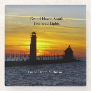 Grand Haven South Pierhead Lights sunsetW coaster