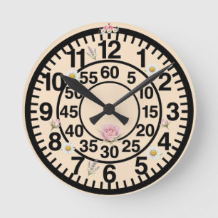 Grand horloge murale à fleurs en gros caractères