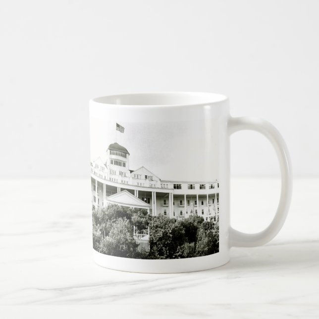 Grand Hotel, Mackinac Island, black and white Coffee Mug (Right)