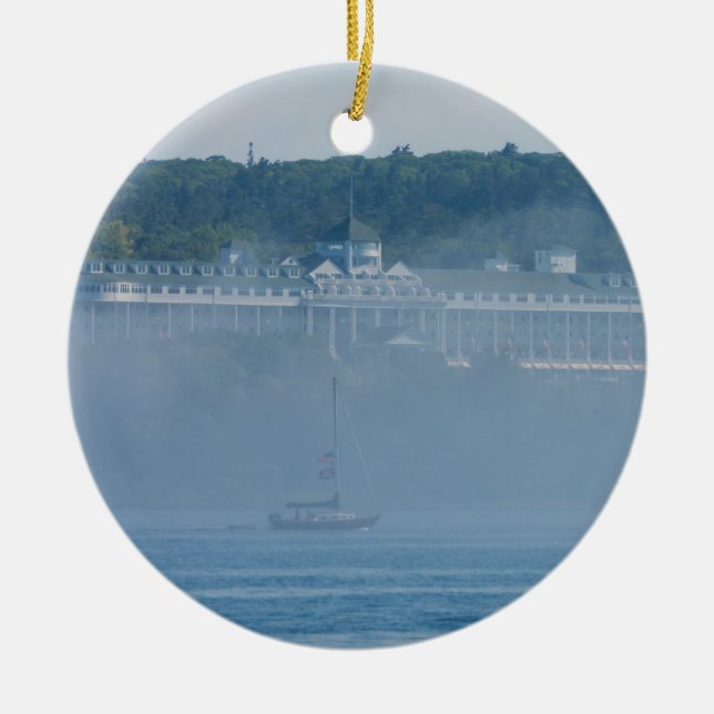 Grand Hotel Through The Fog Ceramic Ornament (Front)