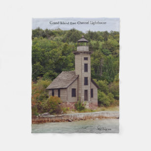 Grand Island East Channel Lighthouse Fleece Blanket