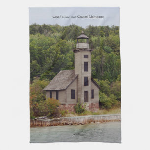 Grand Island East Channel Lighthouse kitchen towel