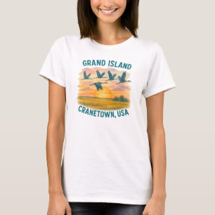 Grand Island Nebraska Cranes Crantown USA Sunset T-Shirt