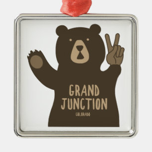 Grand Junction Colorado Peace Bear Metal Ornament